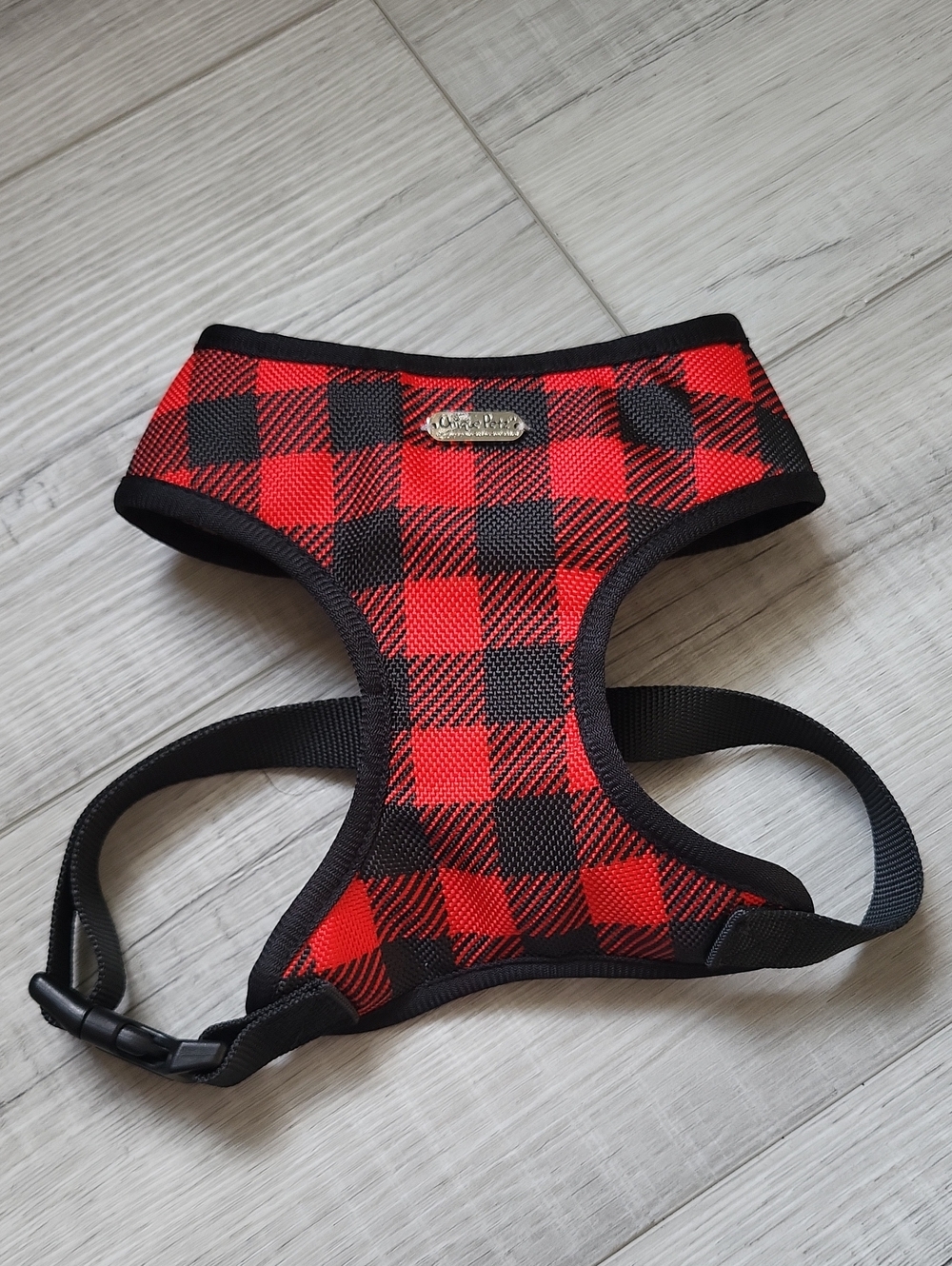 3 For $12 - Buffalo Plaid Dog Harness - Red & Black
